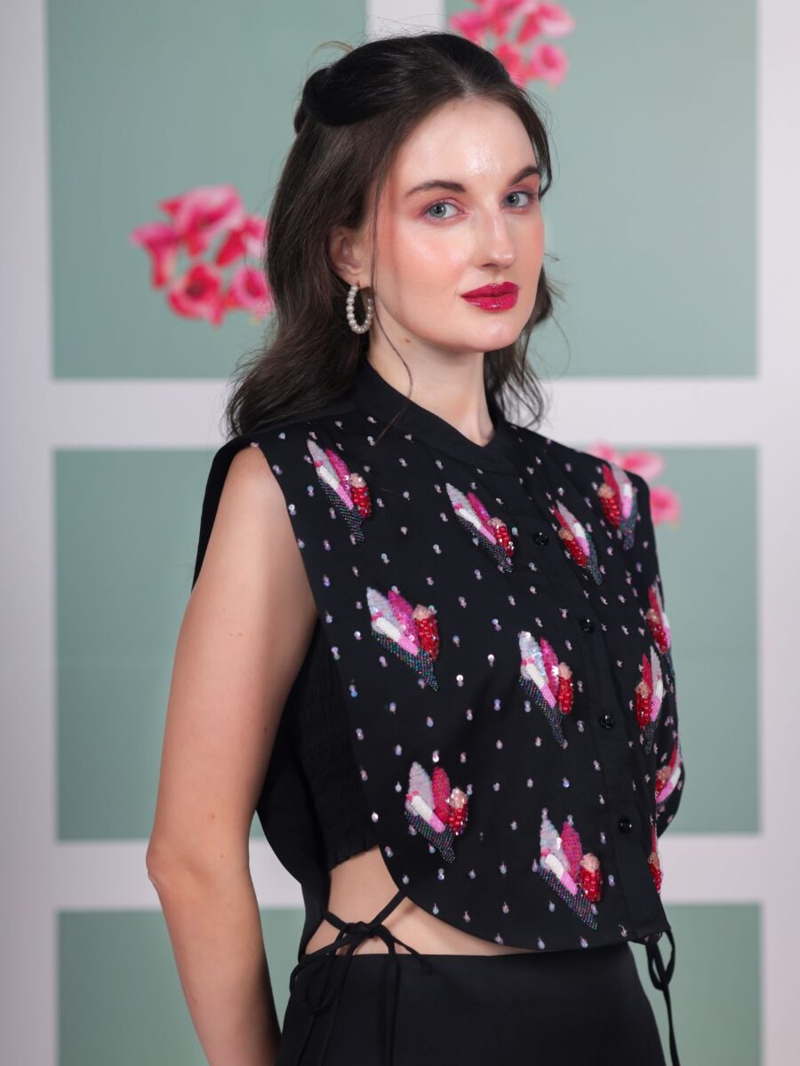 Callarose Bib Top Paired With Straigth Skirt - Image 2