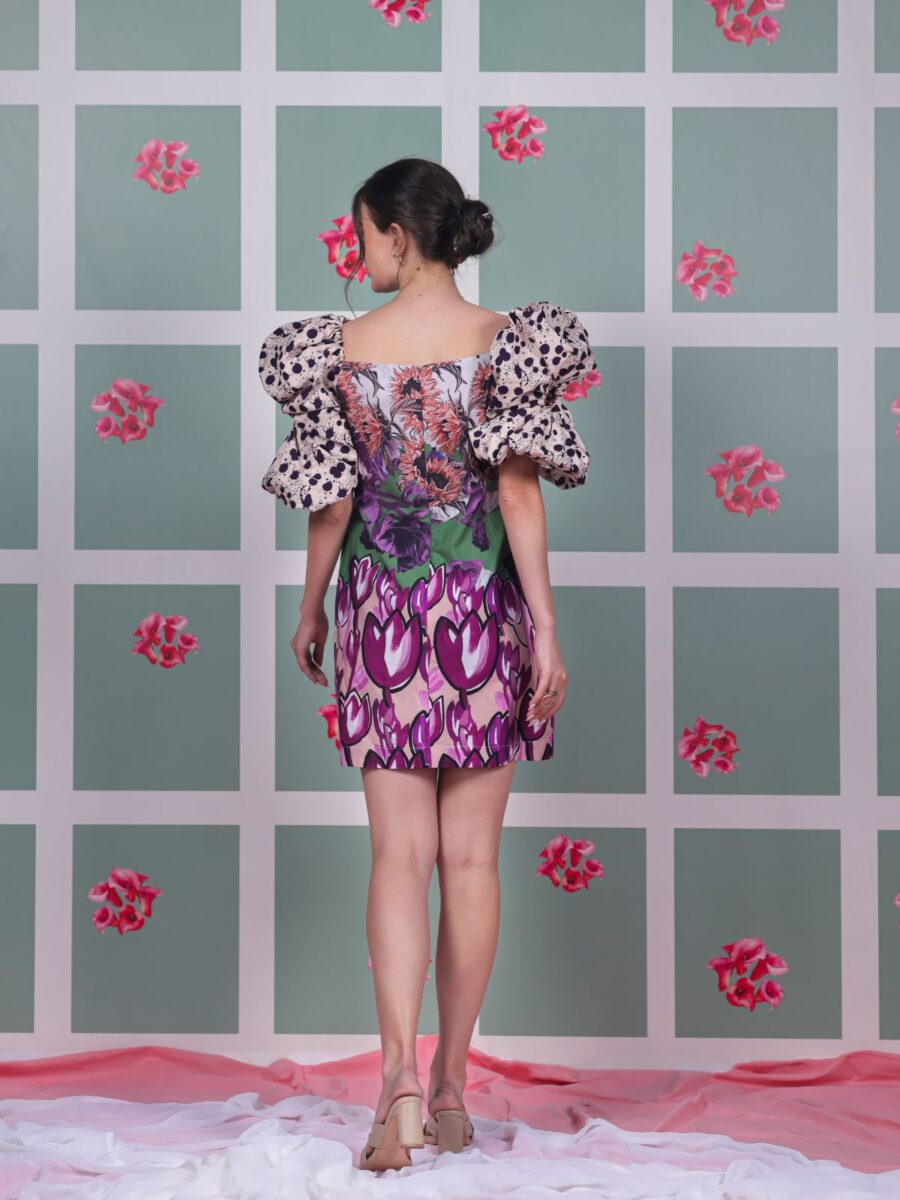 Camellie Puff Sleeve Short Dress - Image 3