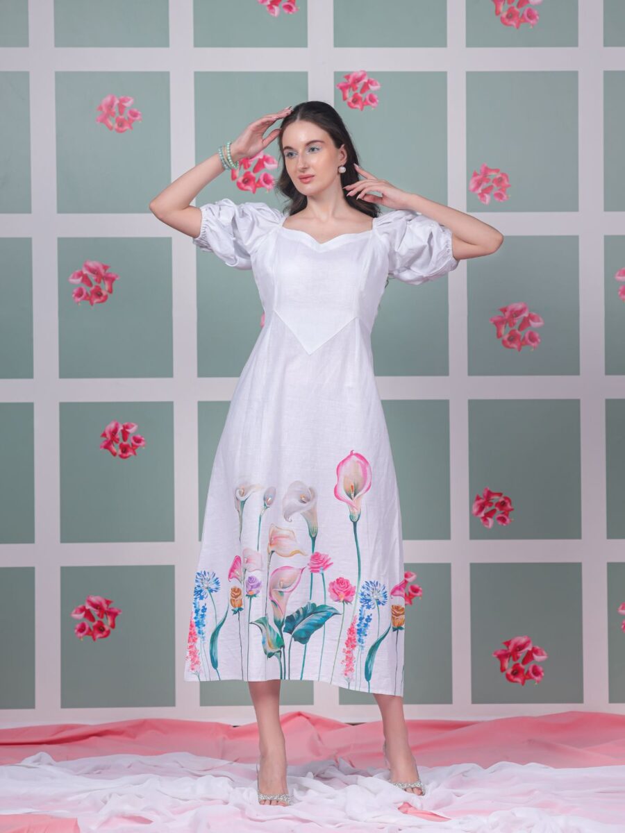Sia Detailed Puff Sleeve Straight Fit Dress - Image 4